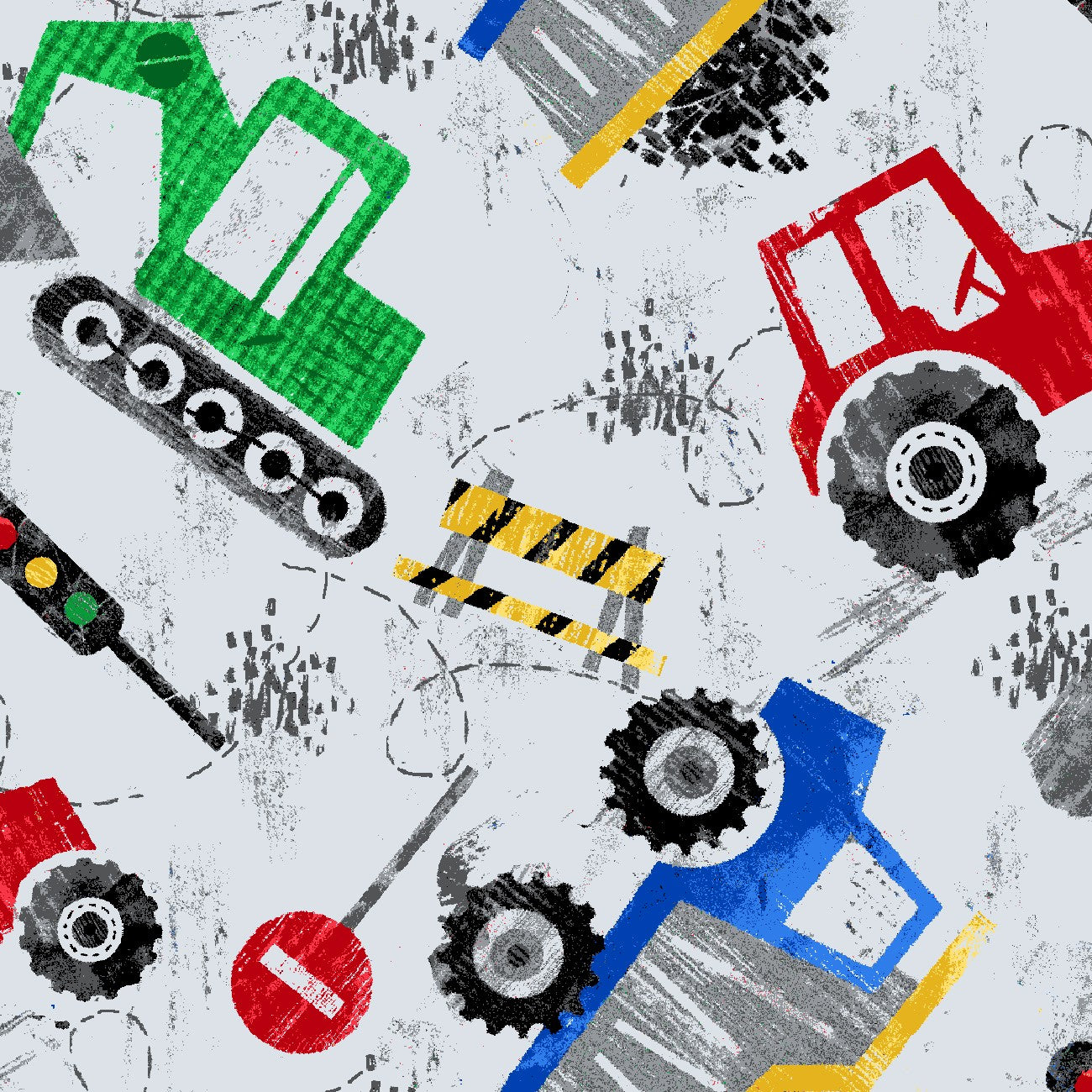 Comfy Flannel Prints – Gray Construction Equipment | Cotton Flannel