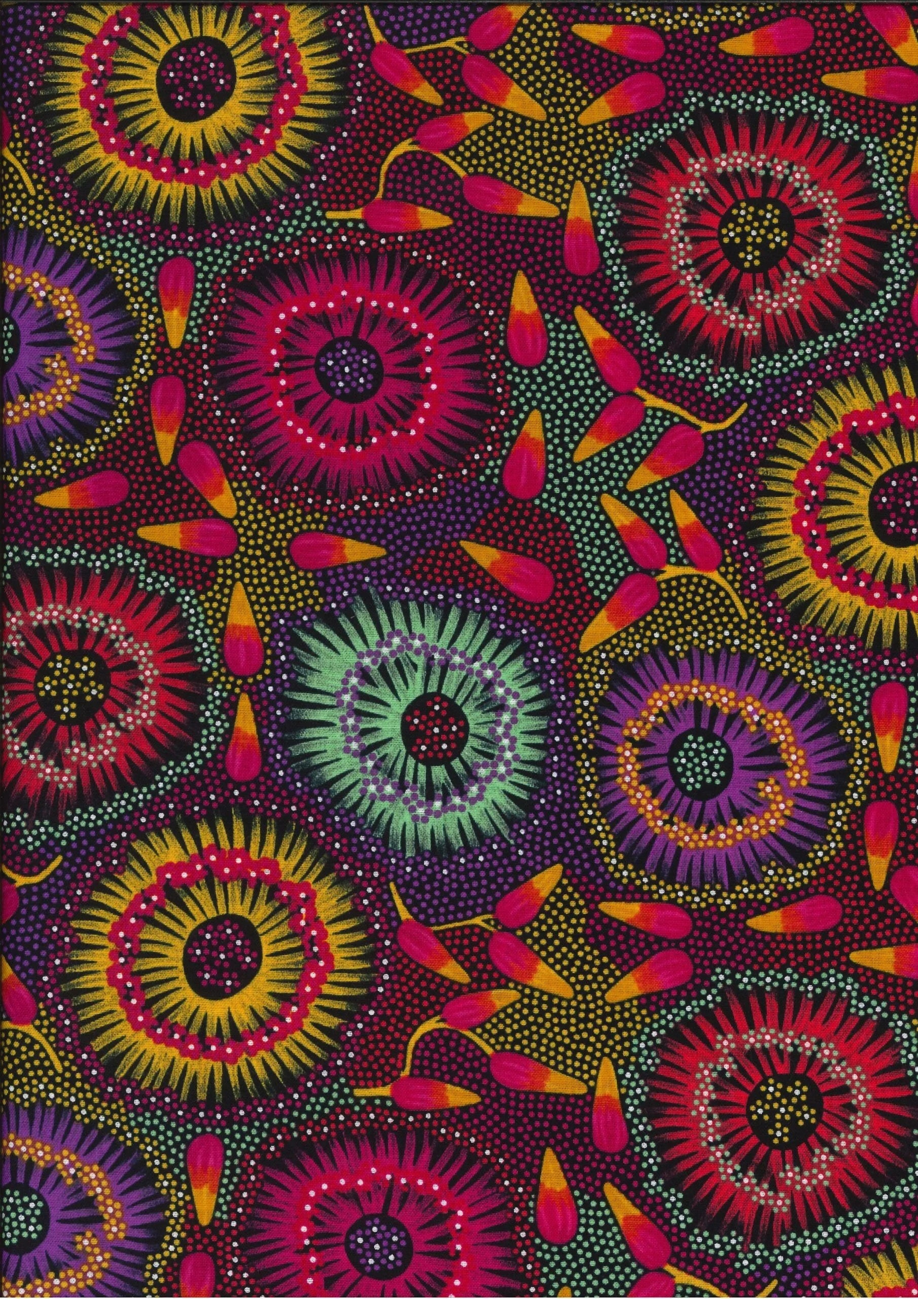 M & S Textiles Australia – Wild Bush Banana | Red | Lauren Daneic | Cotton Quilting Fabric