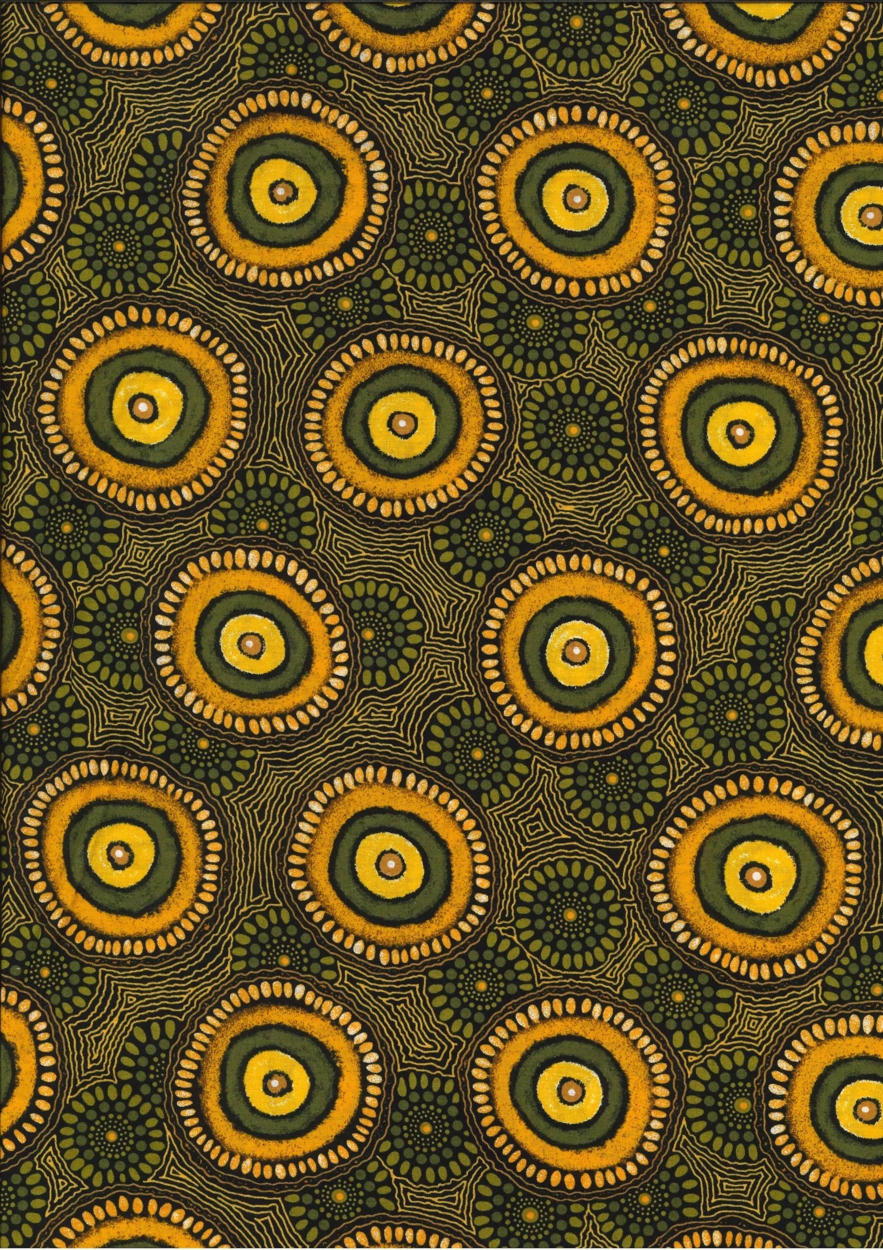 M & S Textiles Australia – Kwatye Soakage | Gold | Roseanne Ellis | Cotton Quilting Fabric