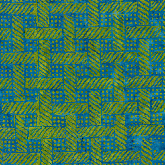 Cascadia – Grid with Bubbles | Chartreuse | Batik Cotton
