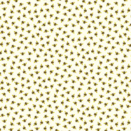 Timeless Treasures – Tiny Gold Honeybees | Cream | Cotton Quilting Fabric