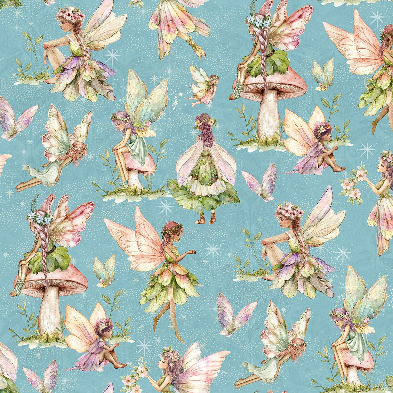 Fairy Boutique – Woodland Sprites | Teal | Cotton Quilting Fabric