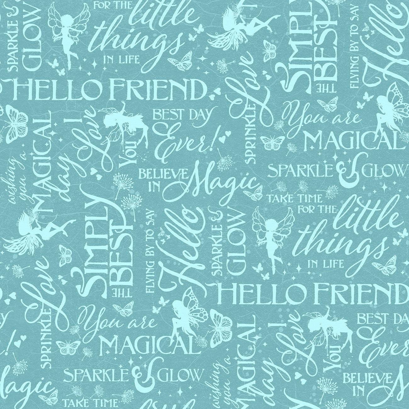 Fairy Boutique – Sparkle & Glow | Teal | Cotton Quilting Fabric