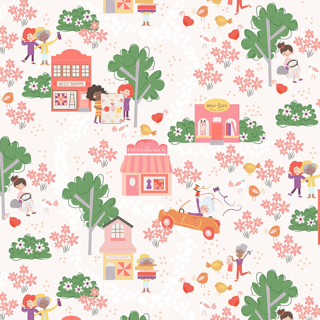 Shop Hop – Toile | Pale Pink | meags & me | Cotton Quilting Fabric