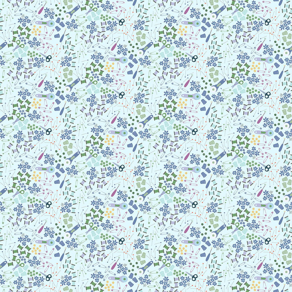 Shop Hop – Notions | Pale Blue | meags & me | Cotton Quilting Fabric