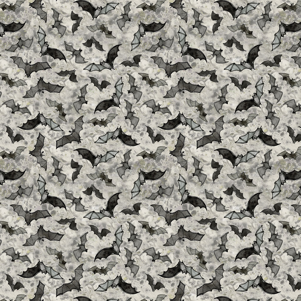 Emerald Hollow – Bats | Mist Gray | Sue Zipkin | Cotton Quilting Fabric