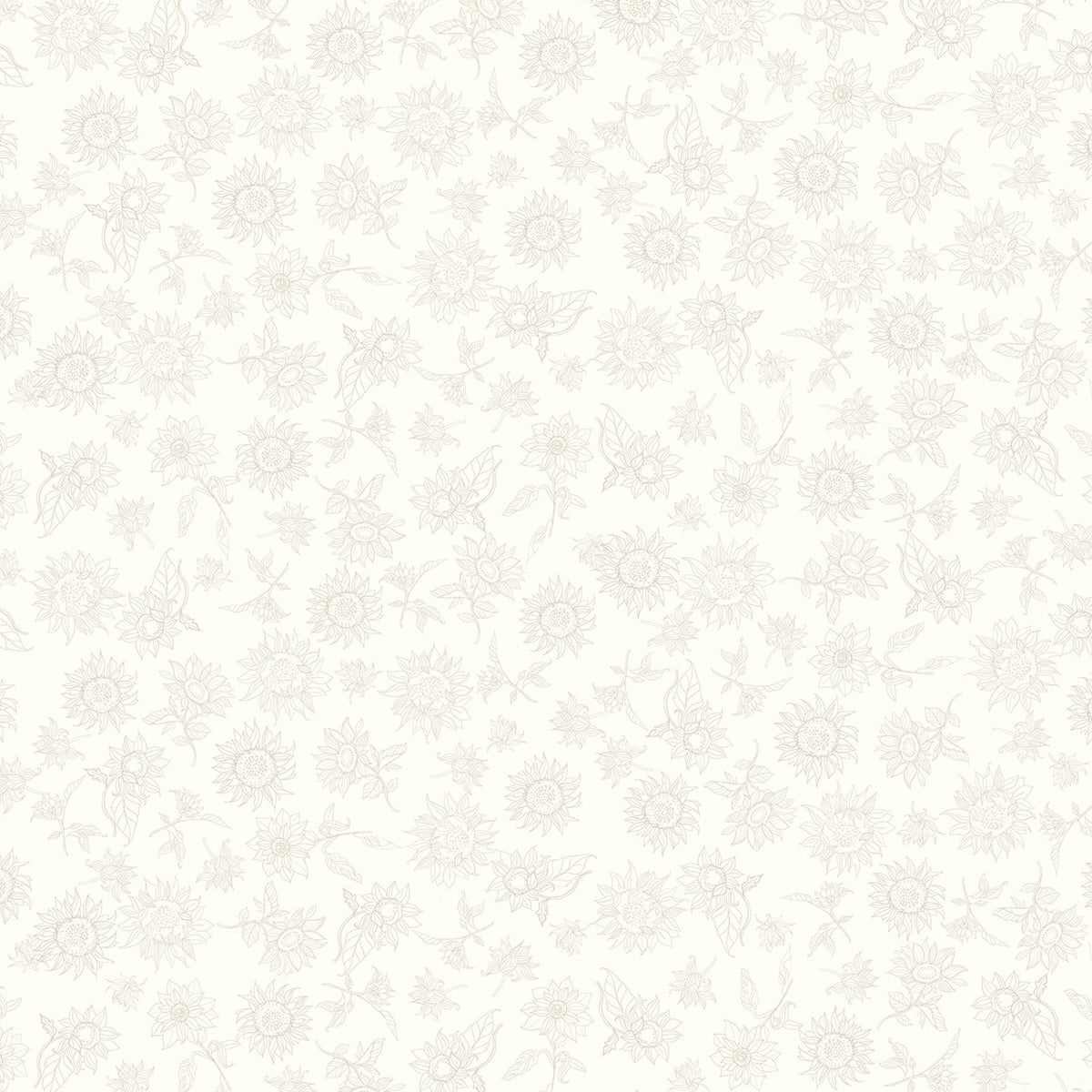 Sunflower Song – Outline Floral | Light Cream | Sue Zipkin | Cotton Quilting Fabric