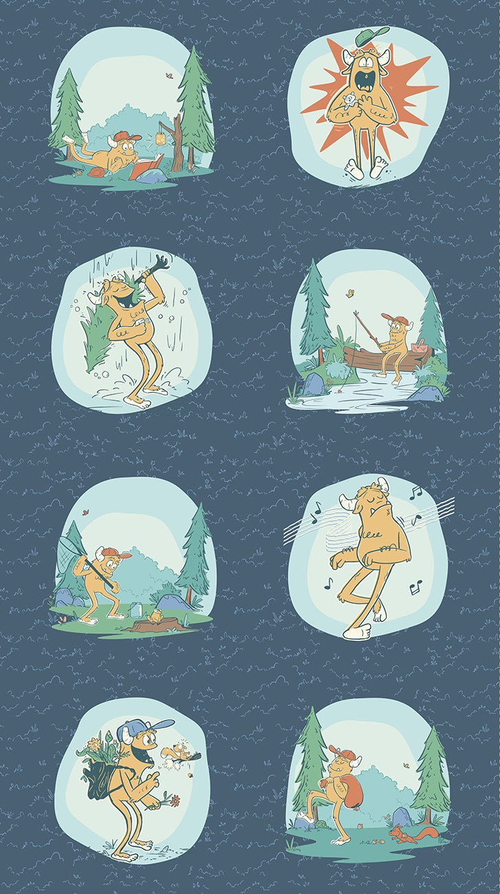 Yeti Set. Go! – 24in Panel | Dark Sky | Ryanmade | Cotton Quilting Fabric