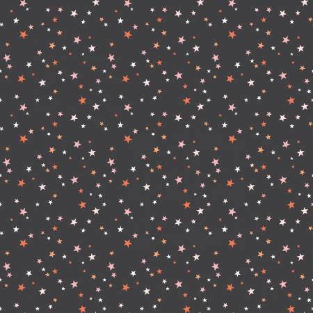 Hey Pumpkin – Stars Charcoal Cotton | My Mind's Eye | Cotton Quilting Fabric