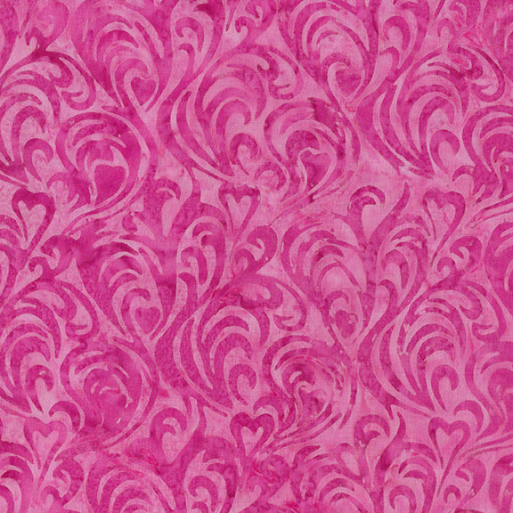 Love & Kisses – Flaming Heart | Raspberry | Batik Cotton