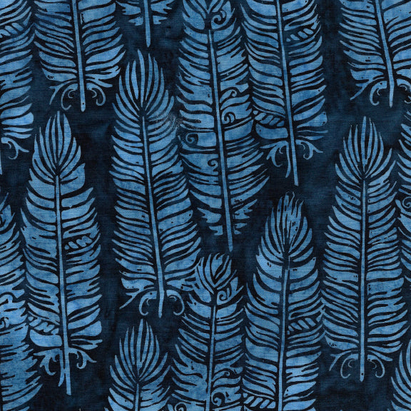 Prairie Skies – Vertical Feather | Navy | Batik Cotton