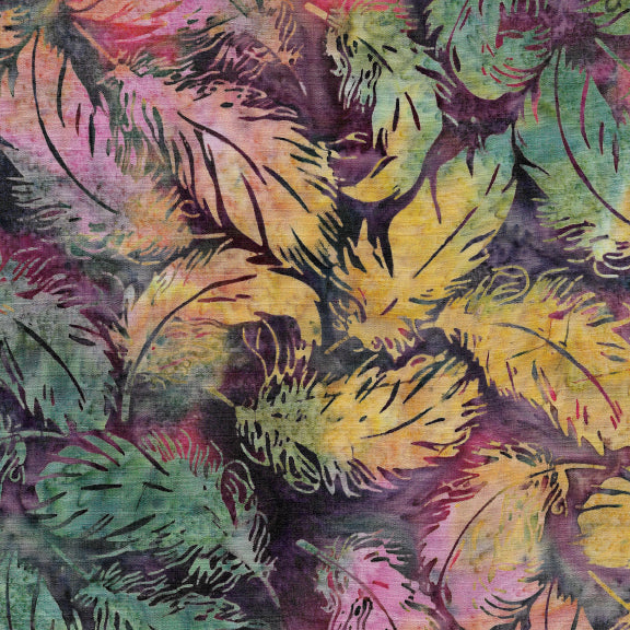 Sunset Blooms – Tossed Feathers | Beaujolais | Batik Cotton
