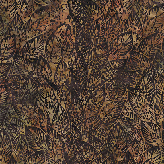 Autumn Sunset – Lg Wheat Leaves | Brownie | Batik Cotton