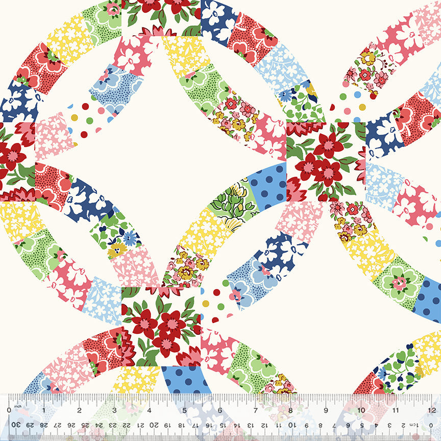 Merry-Go-Round – Double Wedding Ring | Multi | 108" Wide Backing Cotton Quilting Fabric