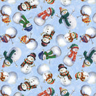 Winter Wonder Snow Guys & Gals Icy Blue cotton quilting fabric by Whistler Studios for Windham Fabrics