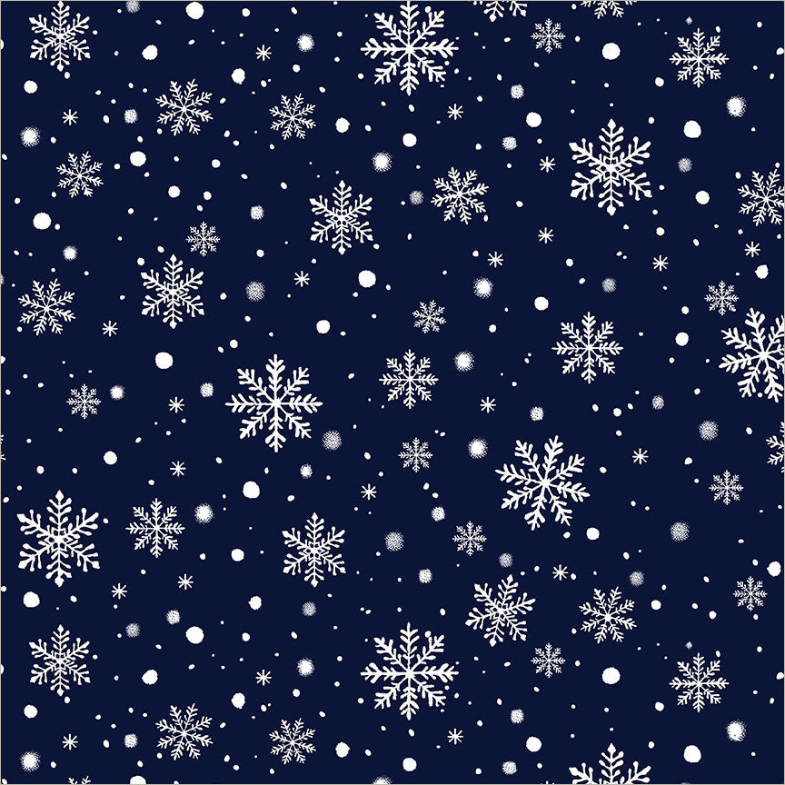 Winter Wonder Snowfall Navy cotton quilting fabric by Whistler Studios for Windham Fabrics