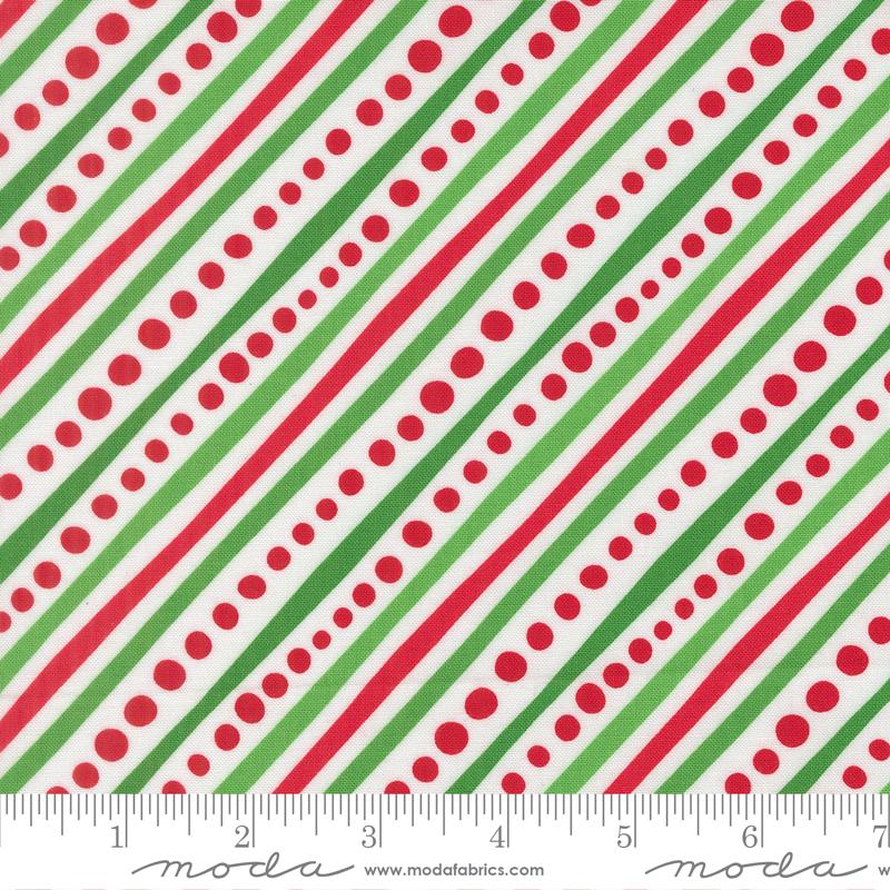 Snow Time – Dotted Bias Stripe | Winter White | Me and My Sister Designs | Cotton Quilting Fabric