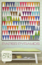 Paper Pyramids quilt pattern by Zen Chic, triangle quilt in brights and low-volume prints