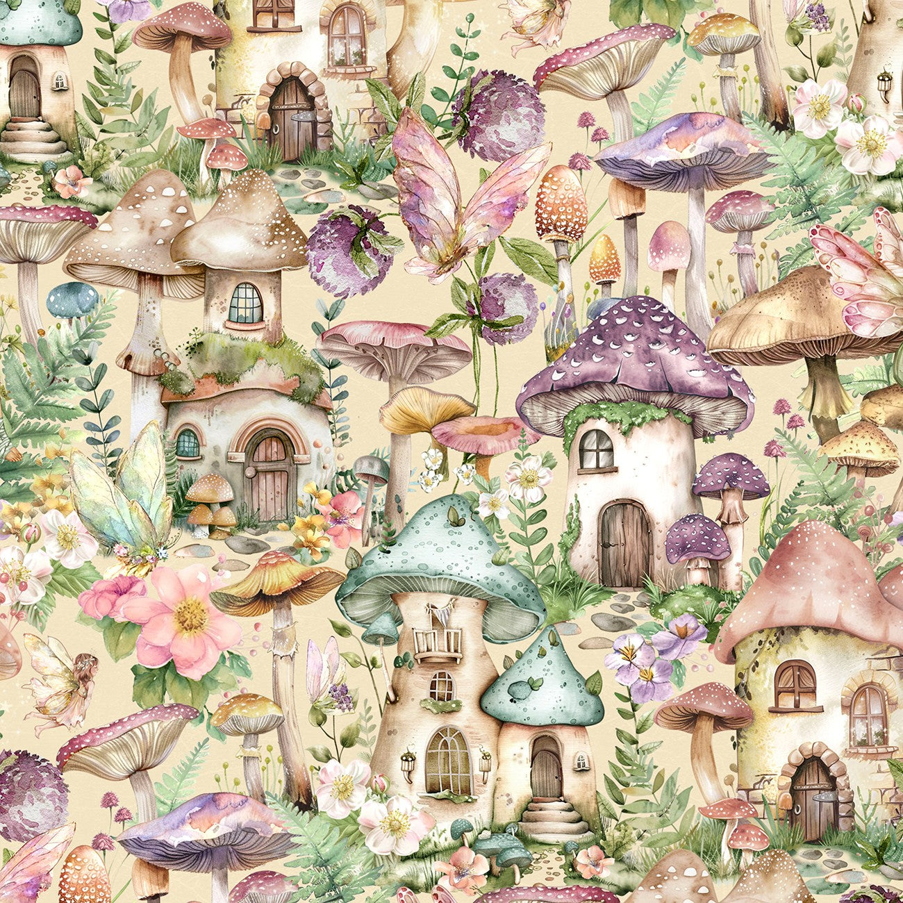 Fairy Boutique – Pixie Town | Cream | Cotton Quilting Fabric