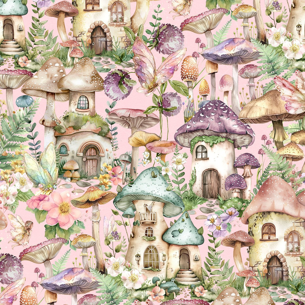 Fairy Boutique – Pixie Town | Pink | Cotton Quilting Fabric