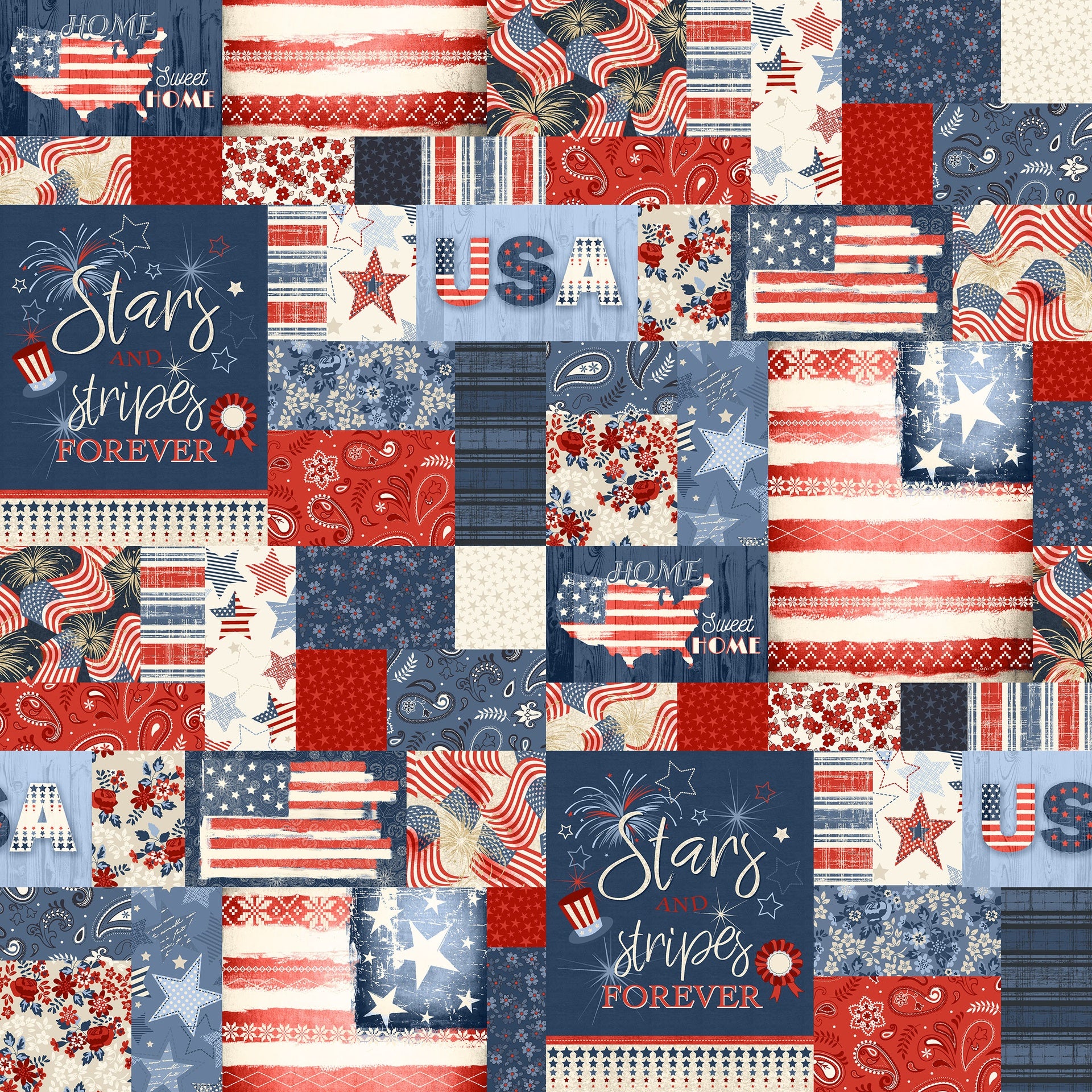 Stripes & Stars – Sampler | Indigo | White Owl Textiles | 108" Wide Back