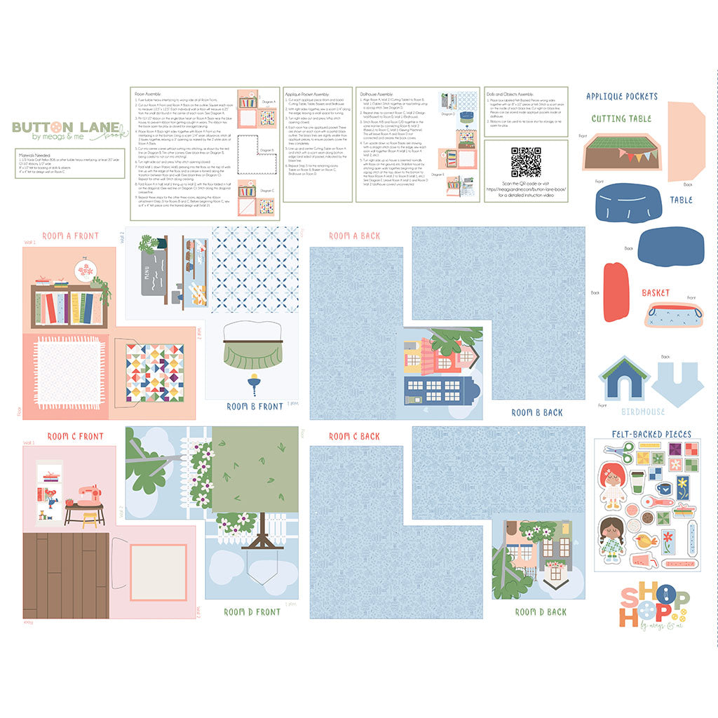 Shop Hop – Button Lane Panel | Multi Color | meags & me | Cotton Quilting Fabric