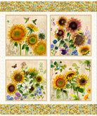 Sunflower Song – Panel | Light Cream | Sue Zipkin | Cotton Quilting Fabric