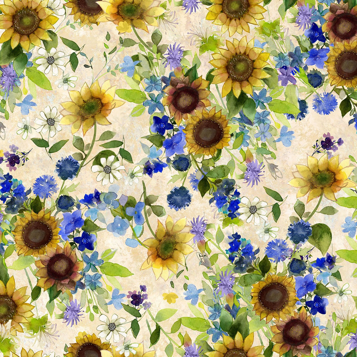 Sunflower Song – Bouquets | Light Caramel | Sue Zipkin | Cotton Quilting Fabric