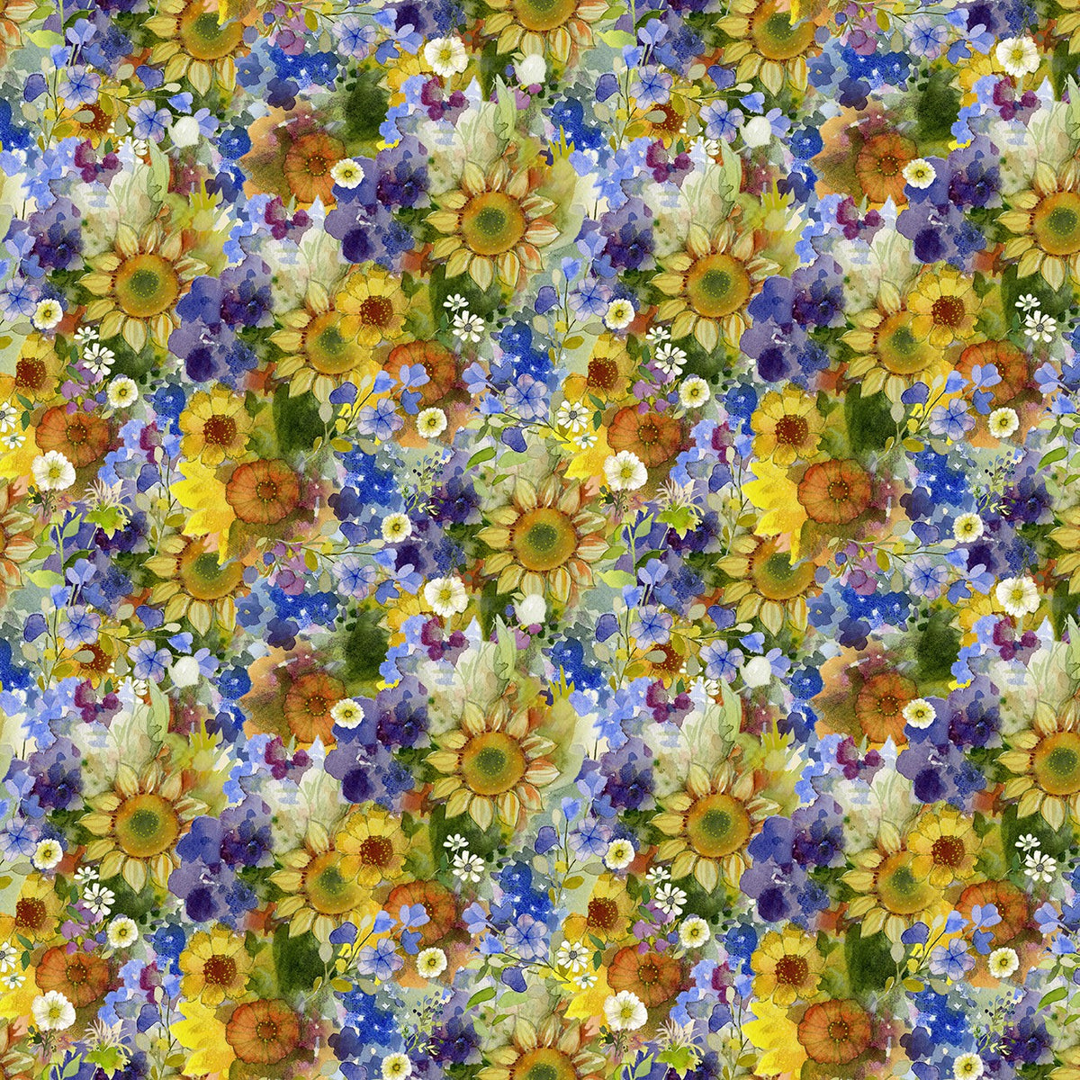 Sunflower Song – Packed Floral | Multi Color | Sue Zipkin | Cotton Quilting Fabric