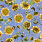 Sunflower Song – Butterfly Floral | Light Periwinkle | Sue Zipkin | Cotton Quilting Fabric